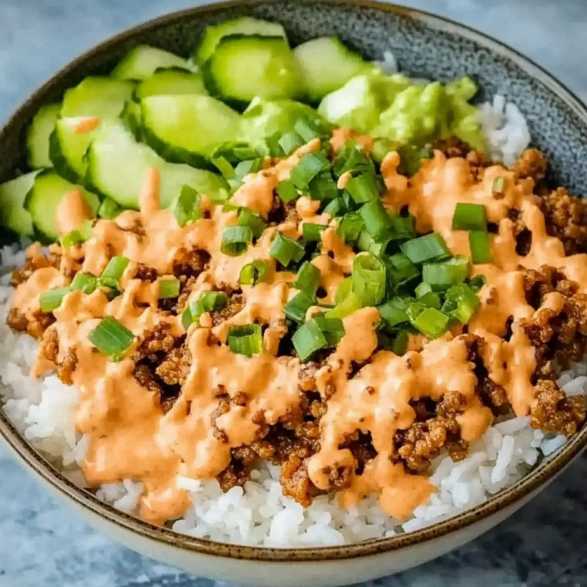 Ground Turkey Rice Bowls with Bang Bang Sauce