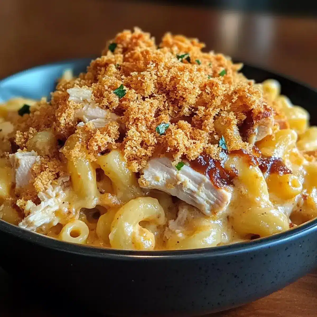 Crockpot BBQ Chicken Mac and Cheese