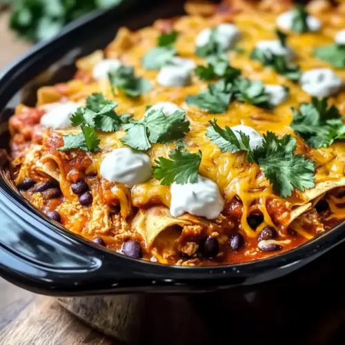 Crockpot Chicken Enchilada Casserole