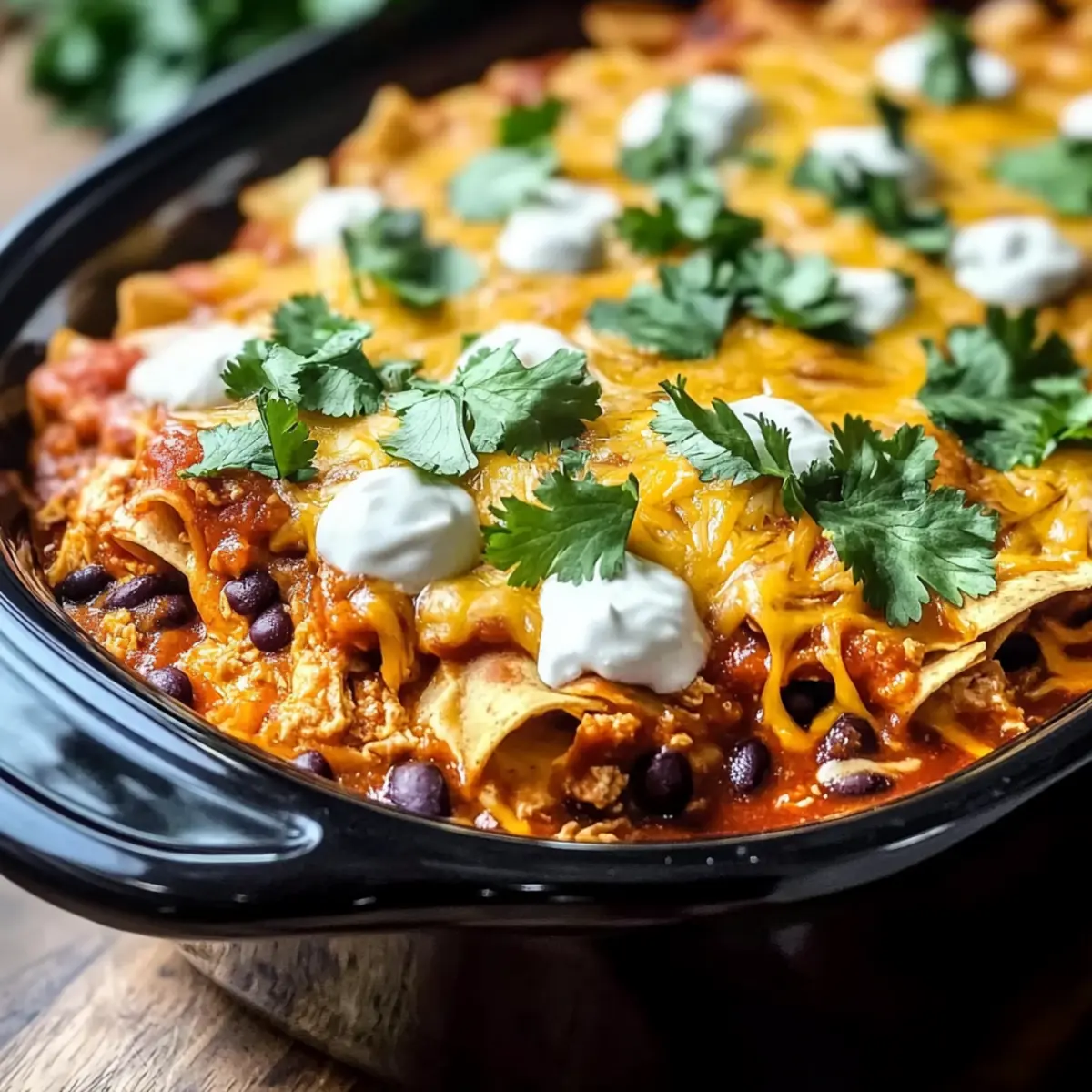 Crockpot Chicken Enchilada Casserole