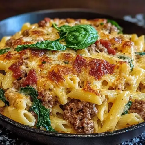 Tuscan Ground Beef Pasta