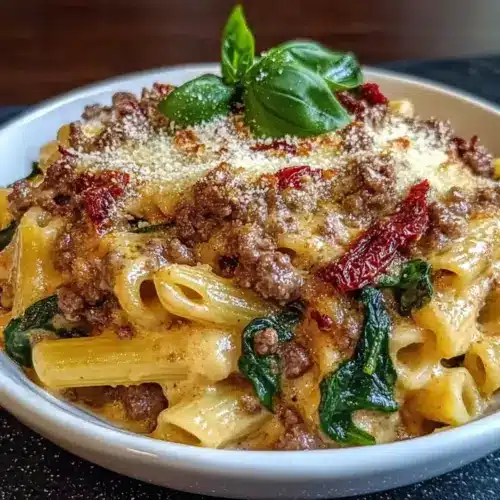 Tuscan Ground Beef Pasta