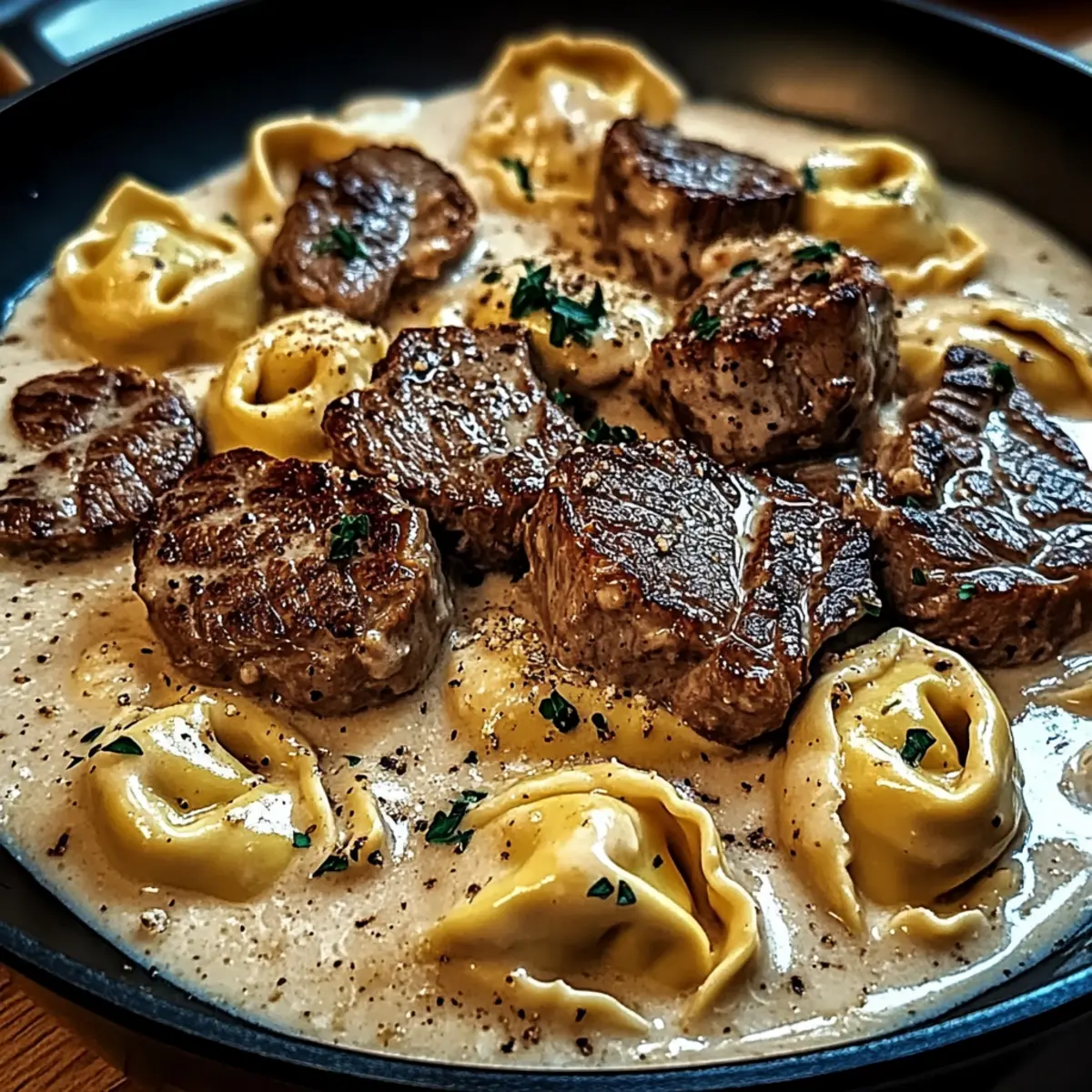 Cracked Garlic Steak Tortellini