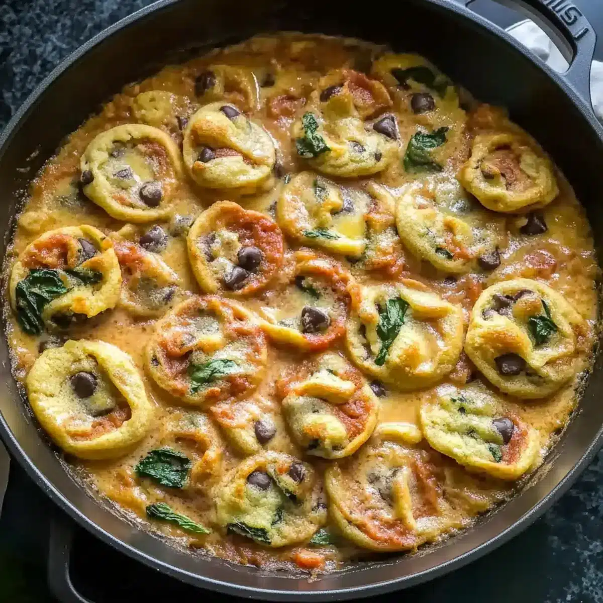 One Pot Creamy Spinach Tomato Tortellini