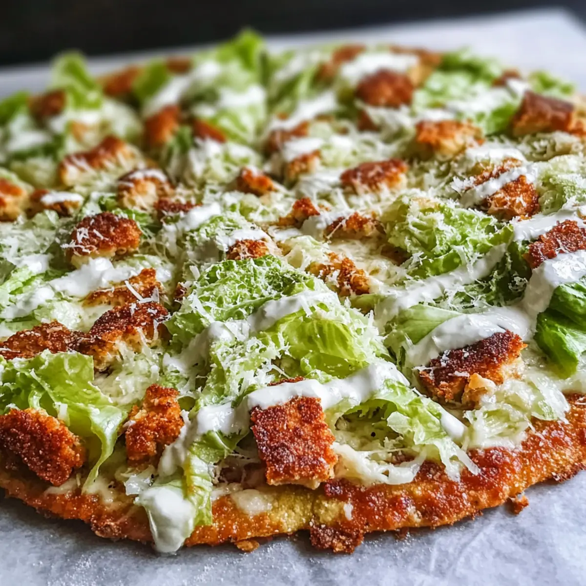 Chicken Crust Caesar Salad Pizza