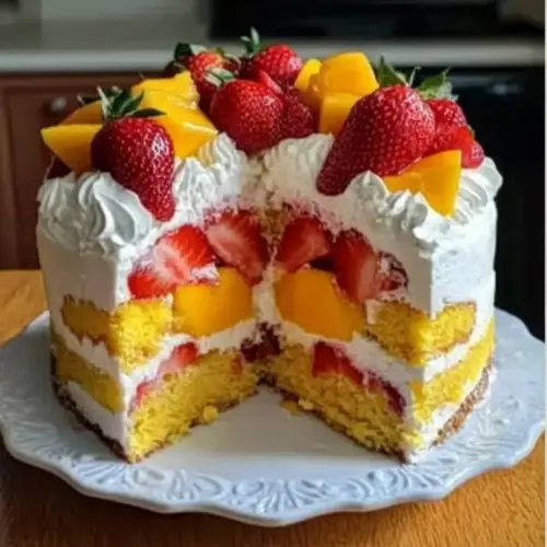 Strawberry Mango Split Cake