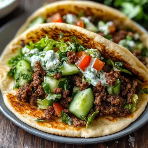Mediterranean Ground Beef Pita Pockets