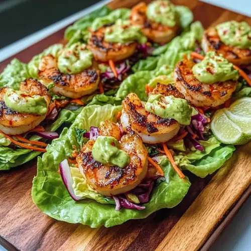 Sheet Pan Chili-Lime Shrimp Lettuce Wraps with Radish Slaw & Avocado Sriracha Crem