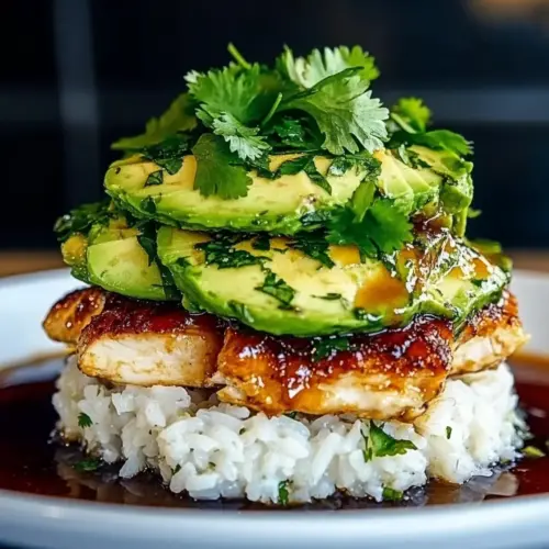 Honey Lime Chicken and Avocado Rice Stack