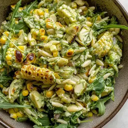 Grilled Corn Orzo Salad with Scallion Dill Dressing