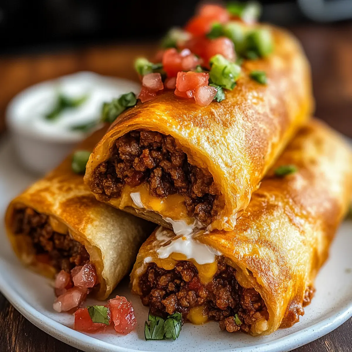 Beef and Cheese Chimichangas