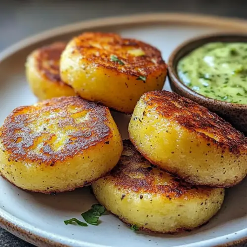 Crispy Caribbean Yucca Cakes with Garlic-Lime Mojo