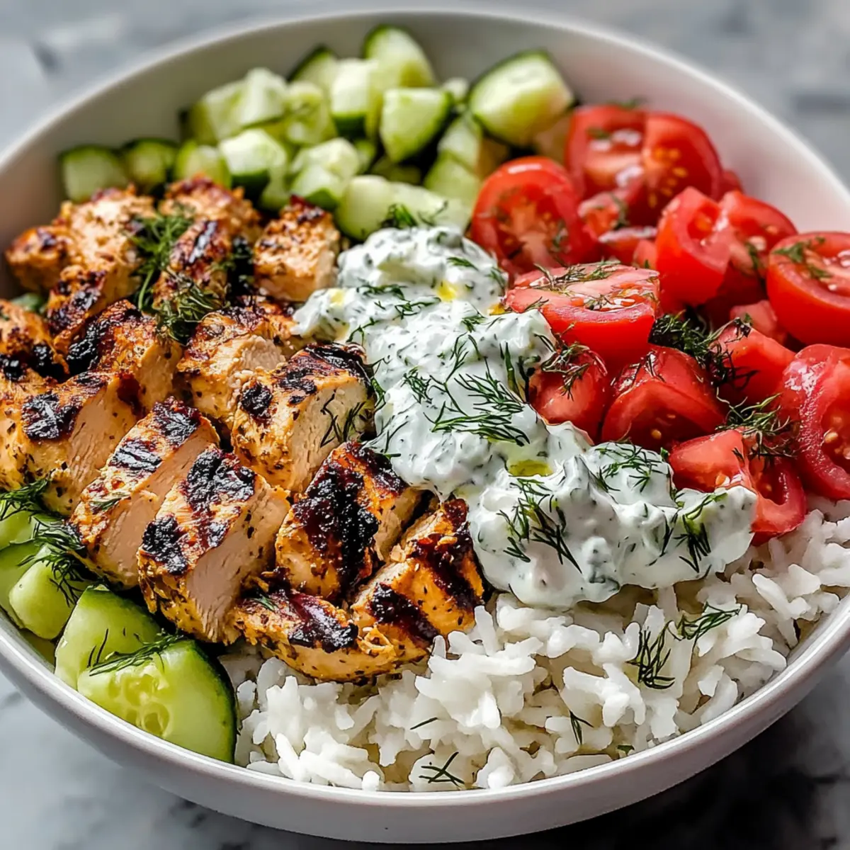 Mediterranean Lemon-Dill Chicken Bowls