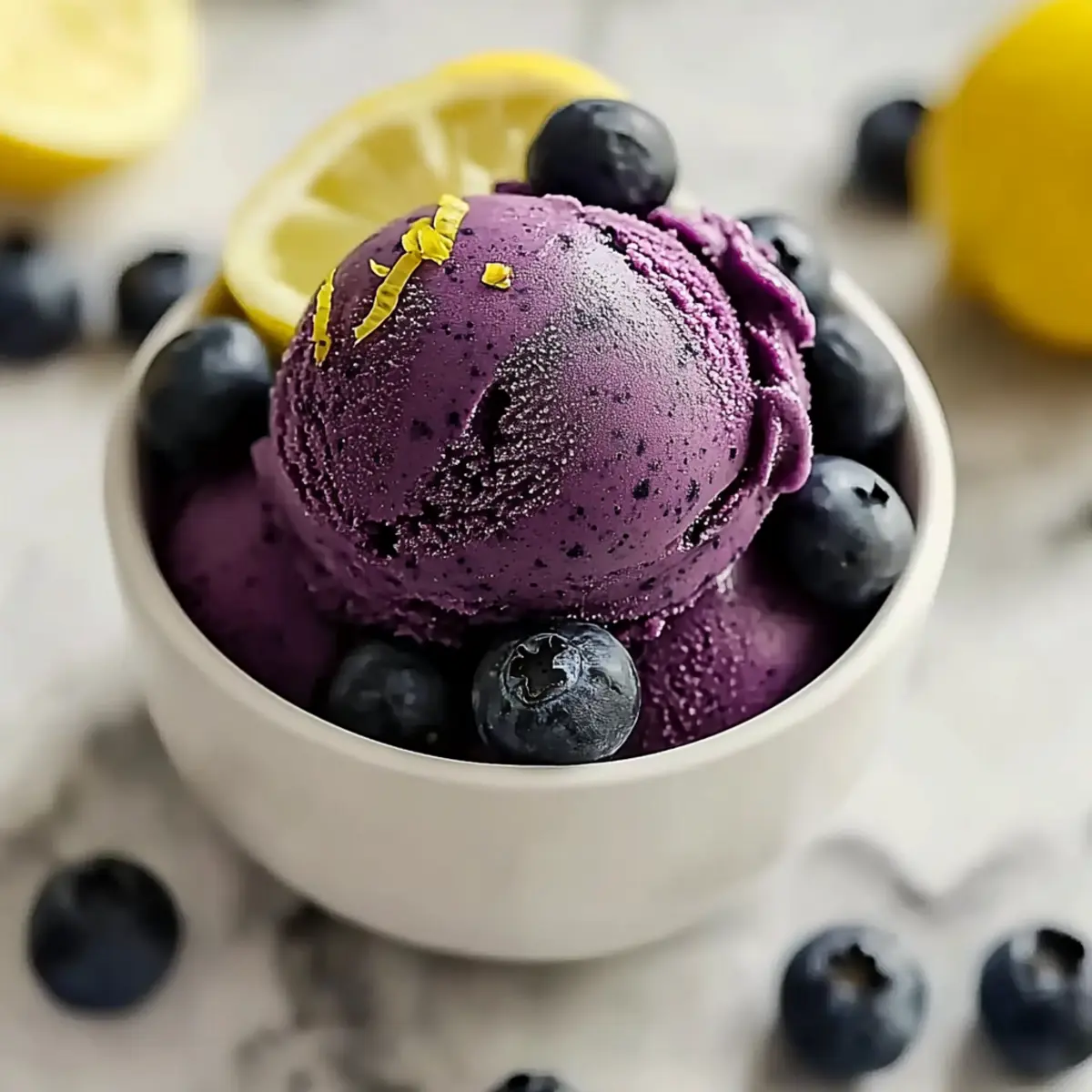 No Churn Blueberry Lemon Sorbet