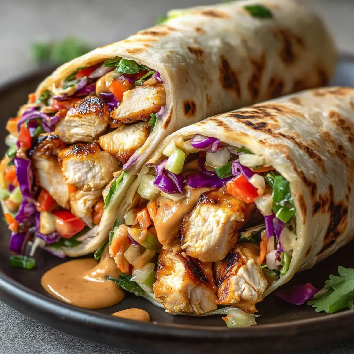 Thai Chicken Wrap with Crunchy Asian Slaw