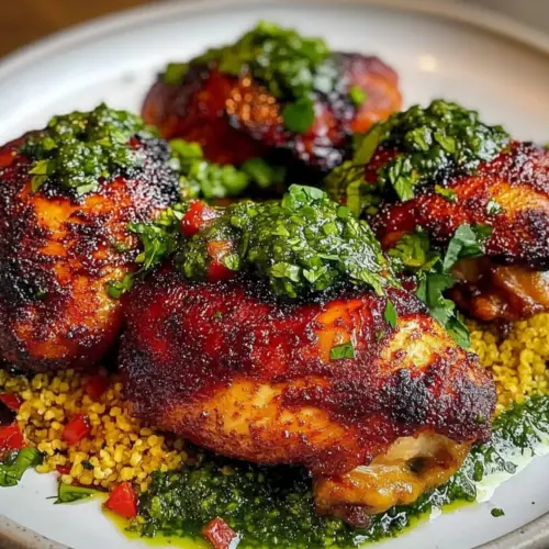Moroccan Harissa Chicken with Mint Chimichurri