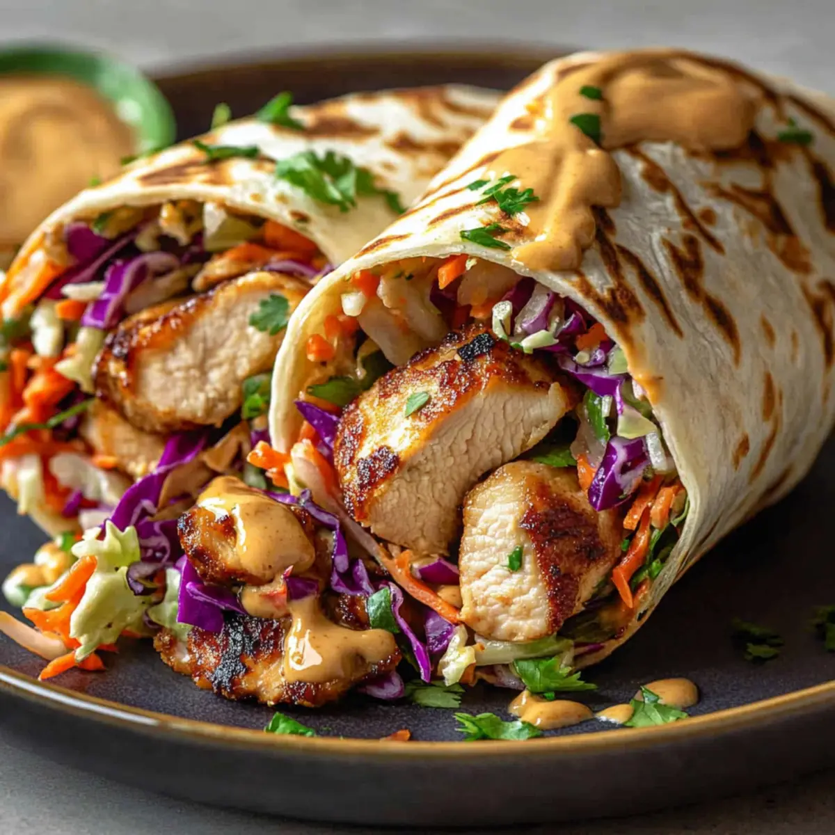 Thai Chicken Wrap with Crunchy Asian Slaw