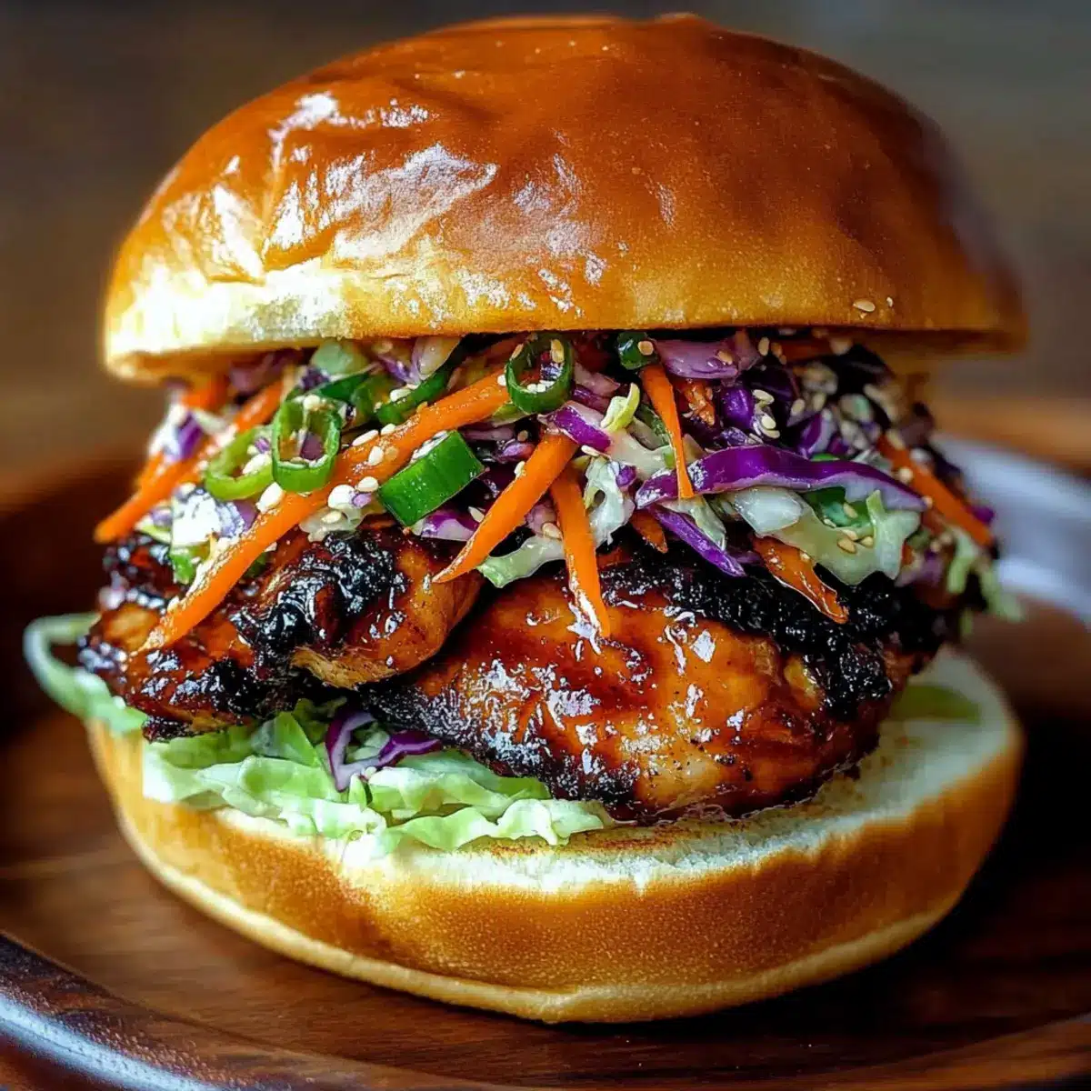 Korean BBQ Chicken Sandwich with Cabbage Slaw