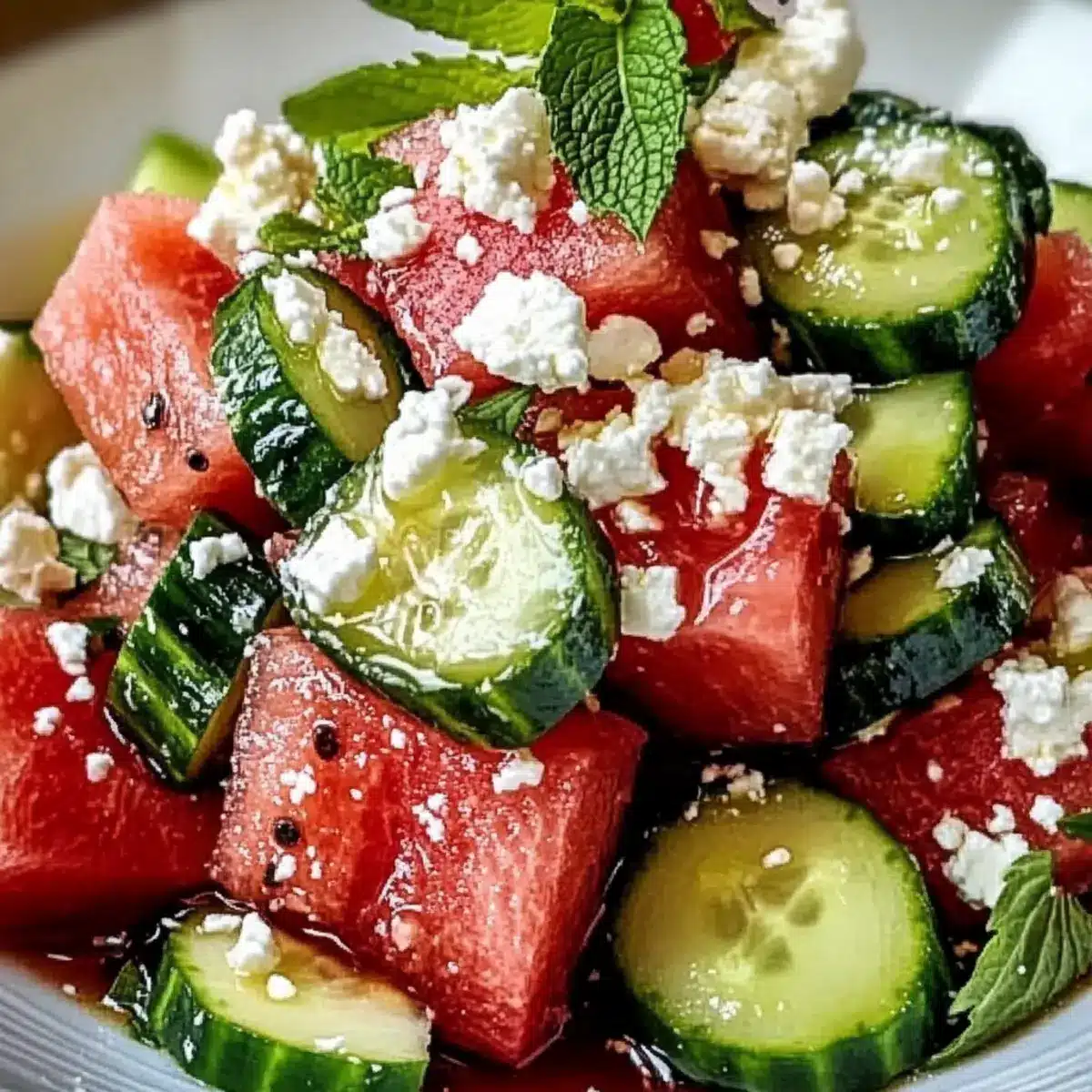 Watermelon Feta Cucumber Salad