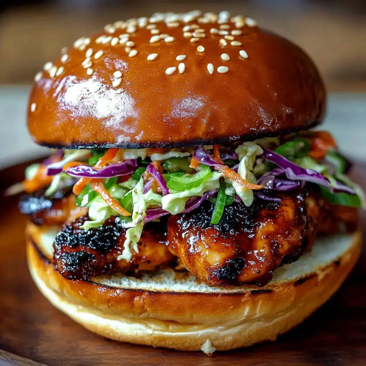 Korean BBQ Chicken Sandwich with Cabbage Slaw