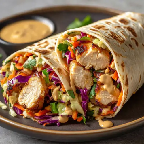 Thai Chicken Wrap with Crunchy Asian Slaw