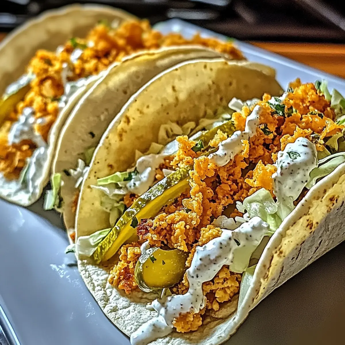 Dill Pickle Ranch Smash Chicken Taco