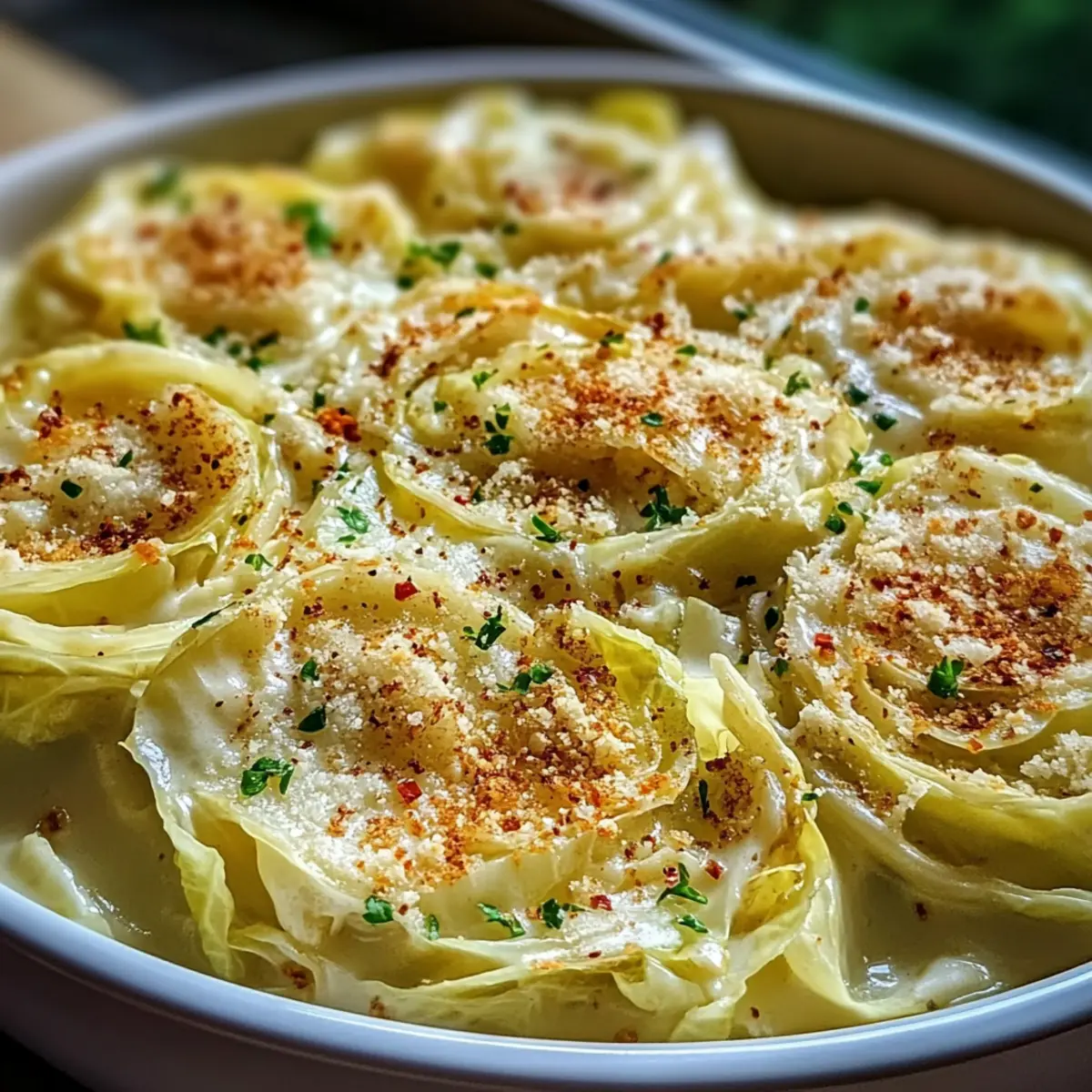 Luscious Garlic Parmesan Cabbage Delight