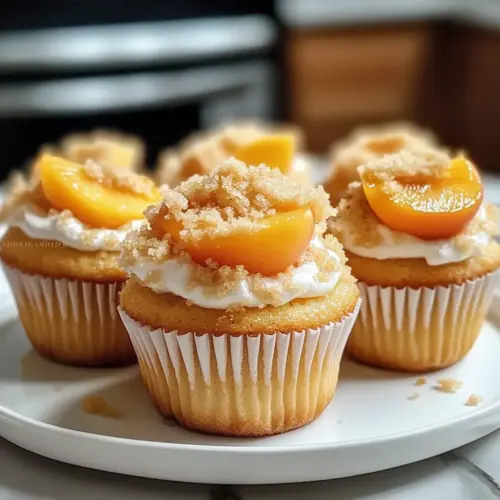 Heavenly Peach Cobbler Cupcakes