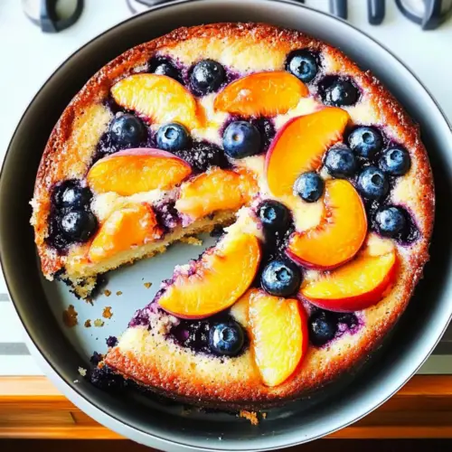 Peach and Blueberry Greek Yogurt Cake